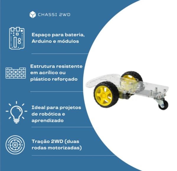 kit-chassi-2wd-robo-arduino Kit Chassi 2WD Robô para Arduino