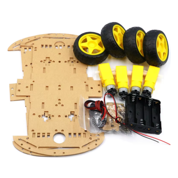 kit-chassi-4wd-robo-arduino Kit Chassi 4WD Robô para Arduino com quatro rodas