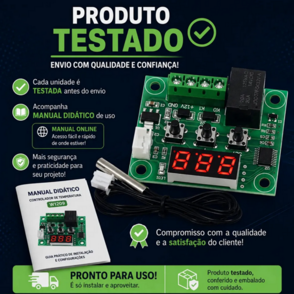 Módulo Controlador de Temperatura Termostato Digital W1209 12V