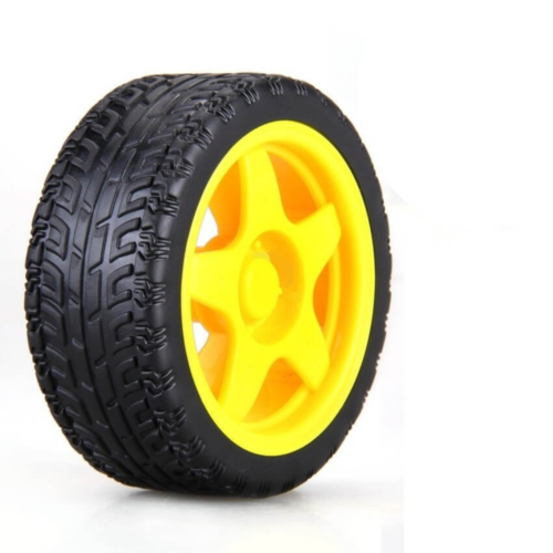 roda-pneu-65mm-chassi-robo Roda com pneu 65mm para chassi de robô