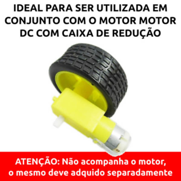 roda-pneu-65mm-robo Roda com pneu 65mm para chassi de robô