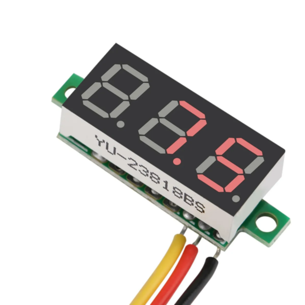 Voltímetro digital 0 a 100V DC com display de 3 dígitos 0,28 polegadas