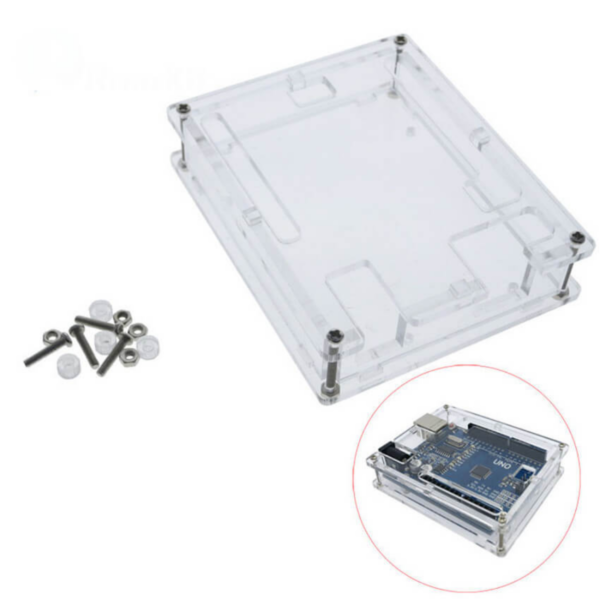 Case transparente em plástico ABS para Arduino Uno