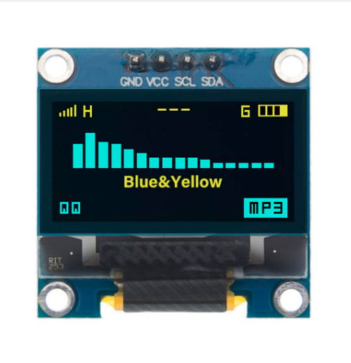display-oled-096-128x64-i2c-azul-amarelo Display OLED 0,96 polegadas 128x64 pixels I2C azul e amarelo