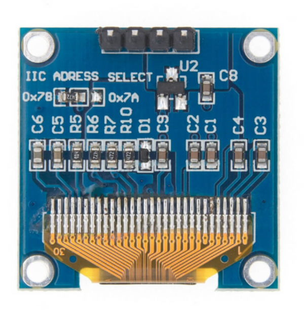 Display OLED 0,96 polegadas 128x64 pixels I2C azul e amarelo
